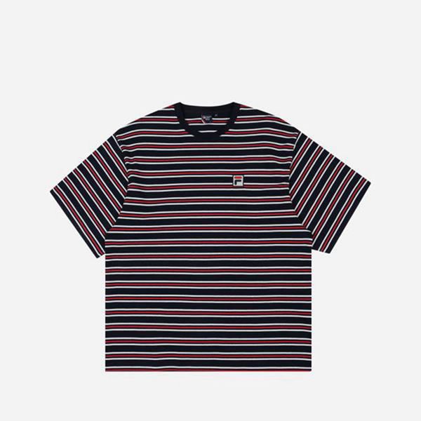 Fila Line 3 Striped S/S Women's T-Shirts - Navy,NZ 315-85729